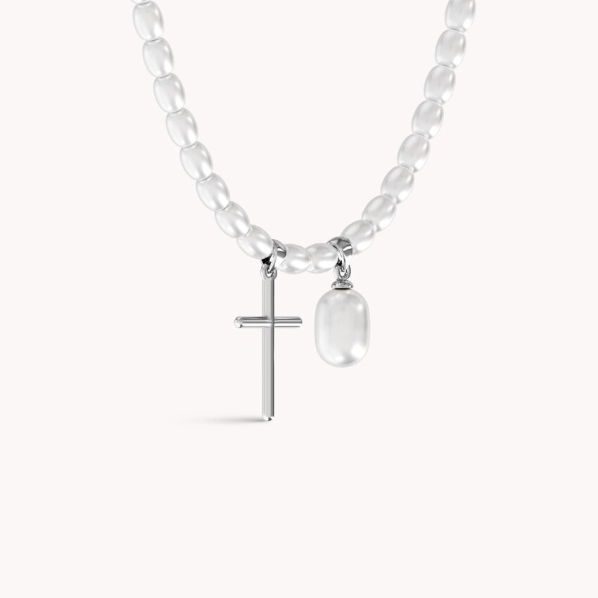 Srebrna ogrlica Biseri s detaljima