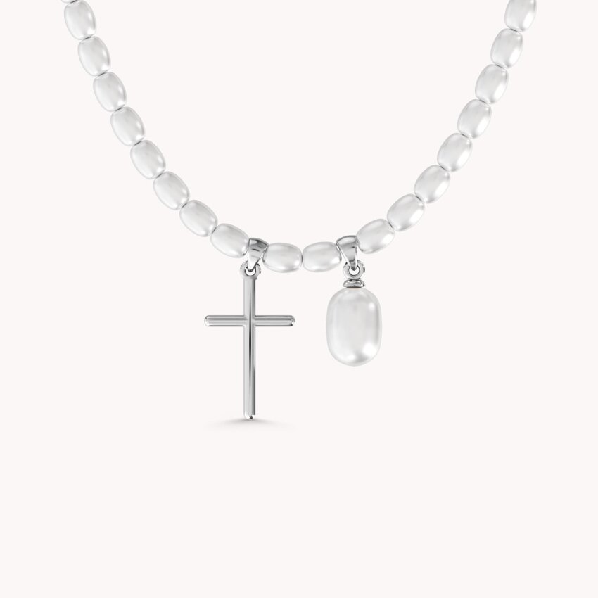 Srebrna ogrlica Biseri s detaljima