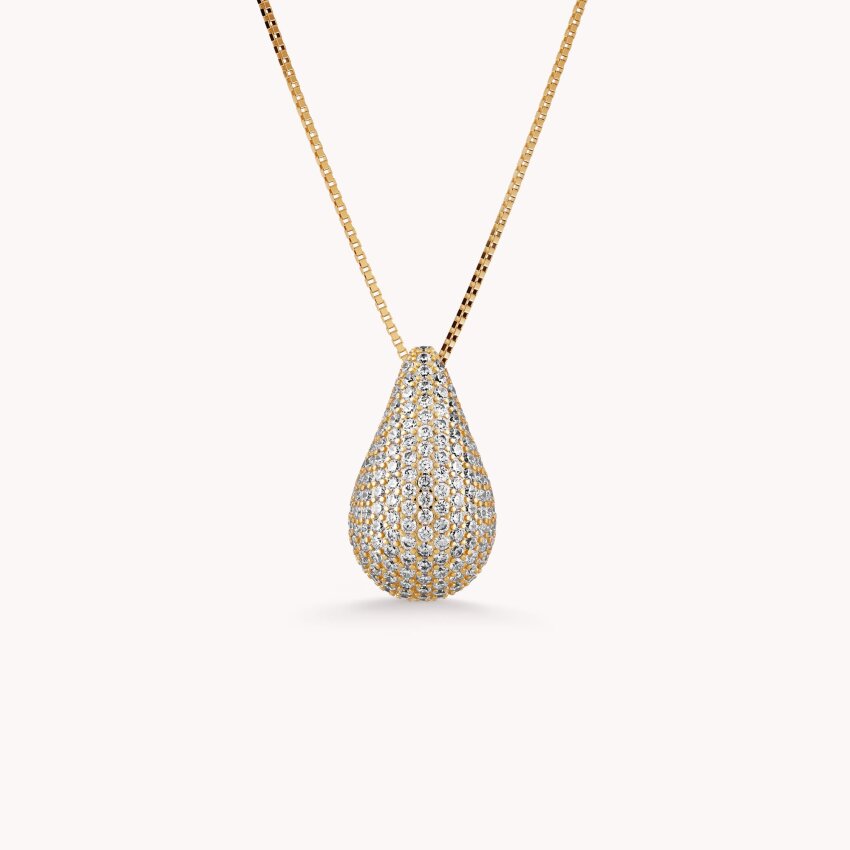 Srebrna ogrlica Sjajna suza pozlata