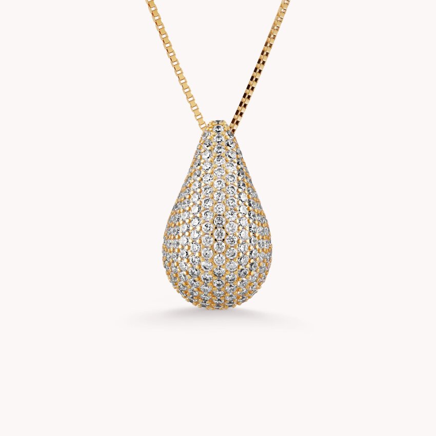 Srebrna ogrlica Sjajna suza pozlata